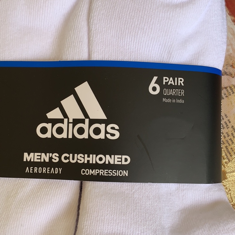 ADIDAS MEN’S CUSHIONED 6 pair QUARTER SOCKS - Picture 8 of 16